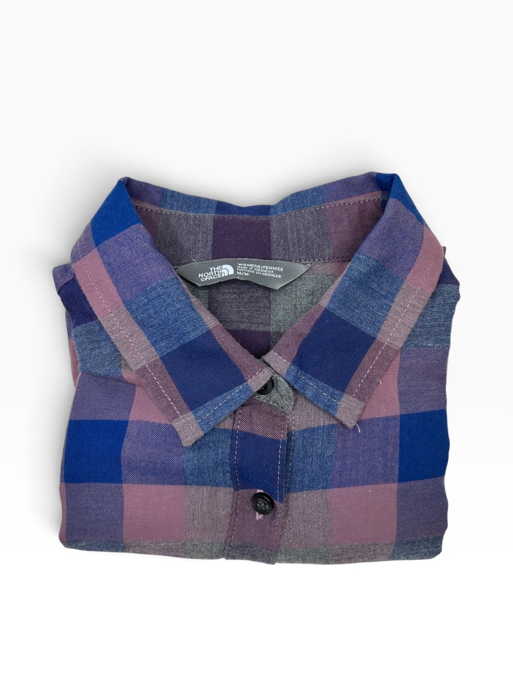 The North Face Woman’s Blue & Purple Plaid Button-Up Shirt Size Medium